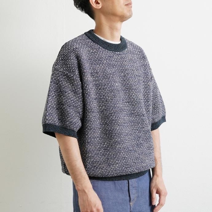 174504636 reverve / RV23S001 - NAVY MIX 半袖ミックスニットプルオーバー 02