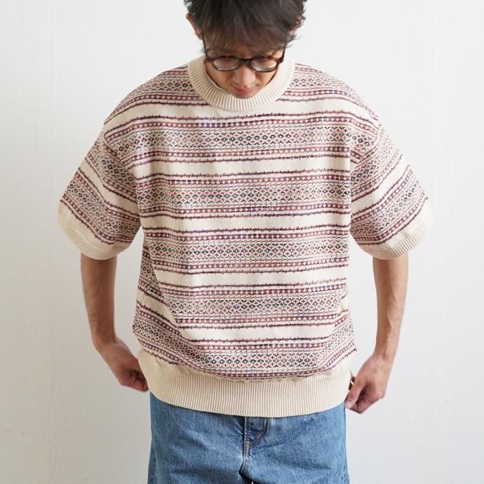 174504756 reverve / RV23S002 - IVORY 半袖コットンフェアアイルニットプルオーバー 02