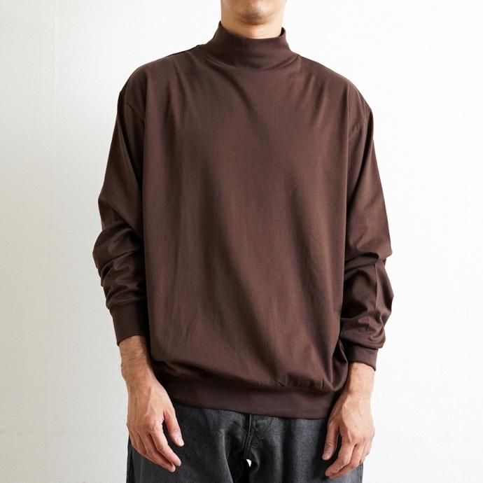 176193100 blurhms ROOTSTOCK / Silk Cotton 20/80 High-neck L/S - DarkBrown シルクコットンハイネックカットソー bROOTS23F20 02