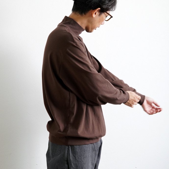 176193100 blurhms ROOTSTOCK / Silk Cotton 20/80 High-neck L/S - DarkBrown シルクコットンハイネックカットソー bROOTS23F20 02