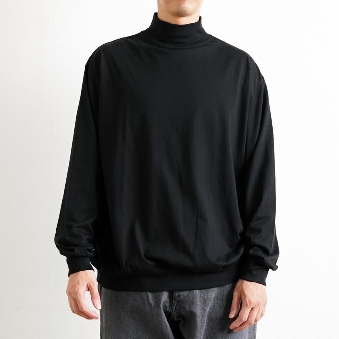176193153 blurhms ROOTSTOCK / Silk Cotton 20/80 High-neck L/S - Black シルクコットンハイネックカットソー bROOTS23F20 02