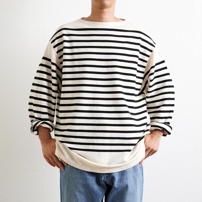 176736993 blurhms ROOTSTOCK / Border Basque Shirt - Natural x Black Line bROOTS23F9 02