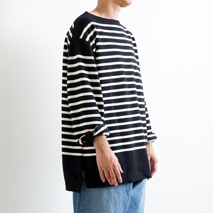176737035 blurhms ROOTSTOCK / Border Basque Shirt - Black x Natural Line bROOTS23F9 02
