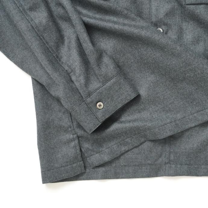 177049631 STILL BY HAND / SH04233 - BLUE CHARCOAL ウール オープンカラーシャツ 02