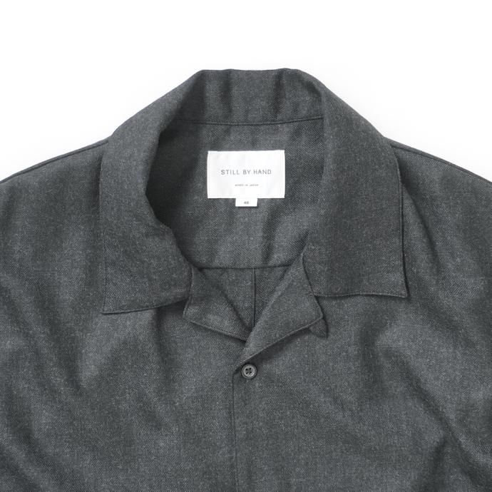 177049641 STILL BY HAND / SH04233 - BROWN CHARCOAL ウール オープンカラーシャツ 02