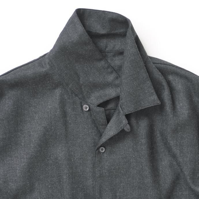 177049641 STILL BY HAND / SH04233 - BROWN CHARCOAL ウール オープンカラーシャツ 02
