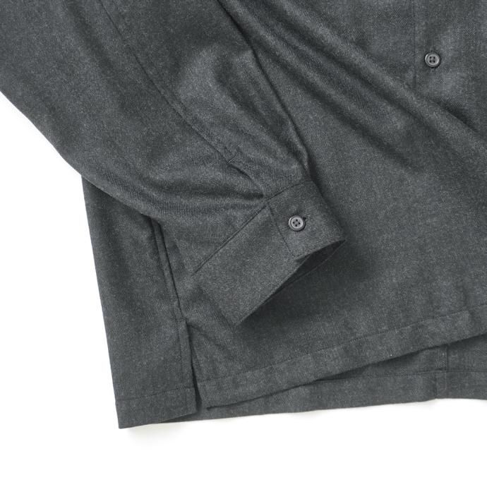 177049641 STILL BY HAND / SH04233 - BROWN CHARCOAL ウール オープンカラーシャツ 02