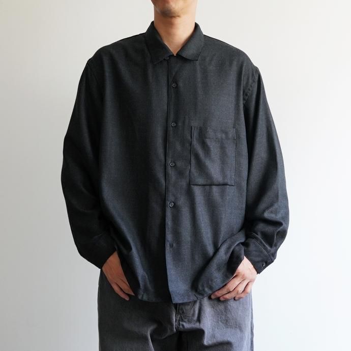 177049641 STILL BY HAND / SH04233 - BROWN CHARCOAL ウール オープンカラーシャツ 02
