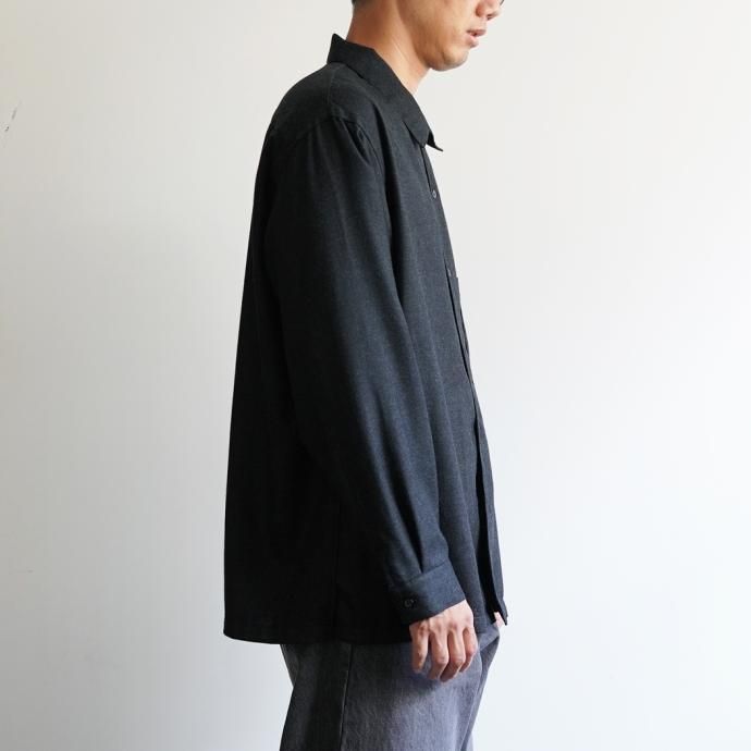 177049641 STILL BY HAND / SH04233 - BROWN CHARCOAL ウール オープンカラーシャツ 02