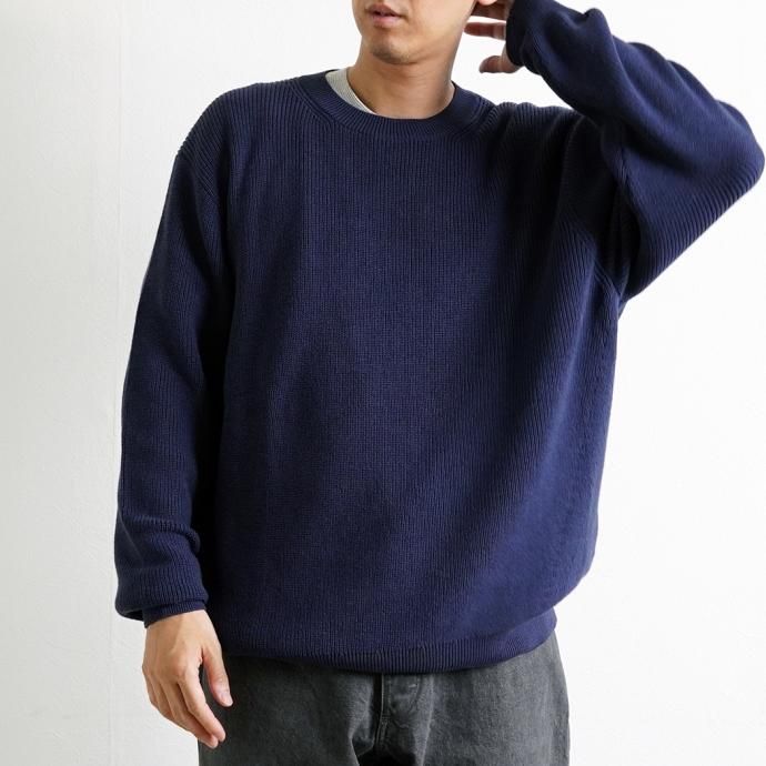 177049828 STILL BY HAND / KN08233 - BLUE ヤク混コットンセーター 02