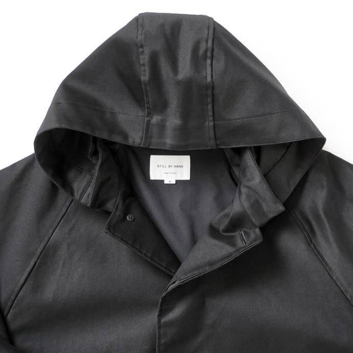 177320546 STILL BY HAND / CO01233 - BLACK モールスキンフーデッドコート 02