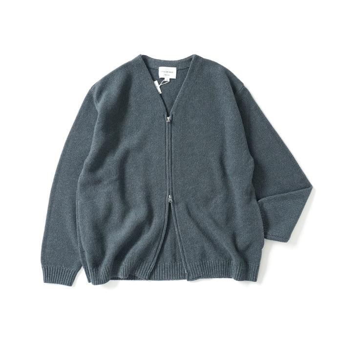 177320643 STILL BY HAND / KN03233 - BLUE GREY ミックスニット ジップブルゾン 01