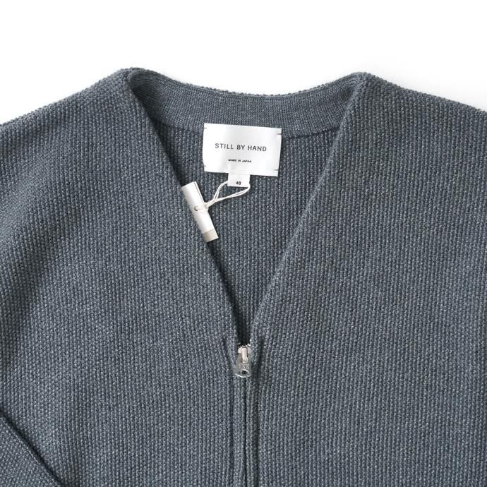177320643 STILL BY HAND / KN03233 - BLUE GREY ミックスニット ジップブルゾン 02