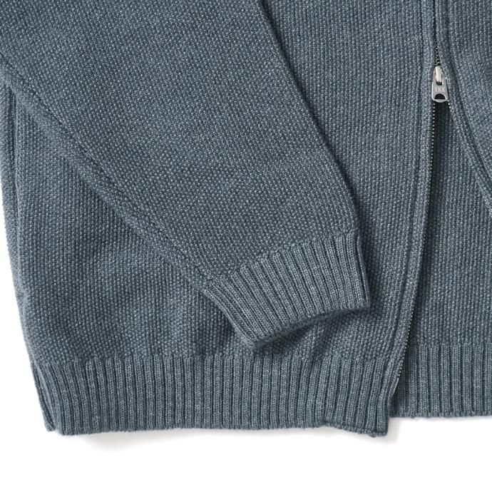 177320643 STILL BY HAND / KN03233 - BLUE GREY ミックスニット ジップブルゾン 02