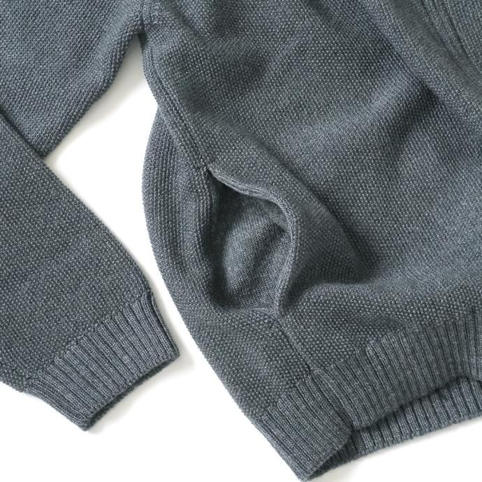 177320643 STILL BY HAND / KN03233 - BLUE GREY ミックスニット ジップブルゾン 02