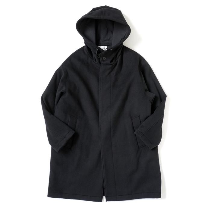 178091416 STILL BY HAND / CO02234 - BLACK ウール フーデッドコート 01