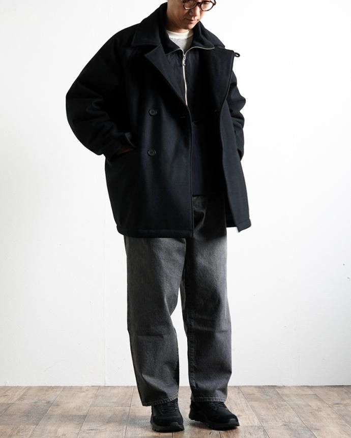178091747 STILL BY HAND / CO01234 - NAVY ウール/シンサレート パデッドピーコート 02