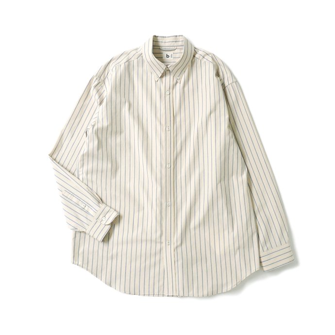 179172305 blurhms ROOTSTOCK / Button-down Shirt - BeigexBlue-Stripe bROOTS24S4 ボタンダウンシャツ 01