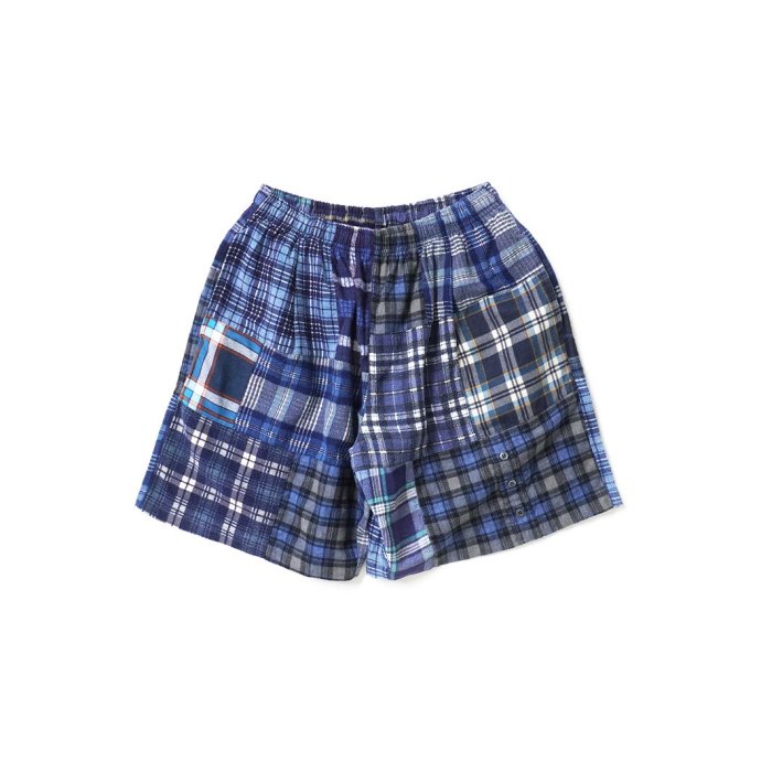 180079913 oddment / CUSTOM Flannel Shorts - Blue L ѥåեͥ ᥤ硼 01