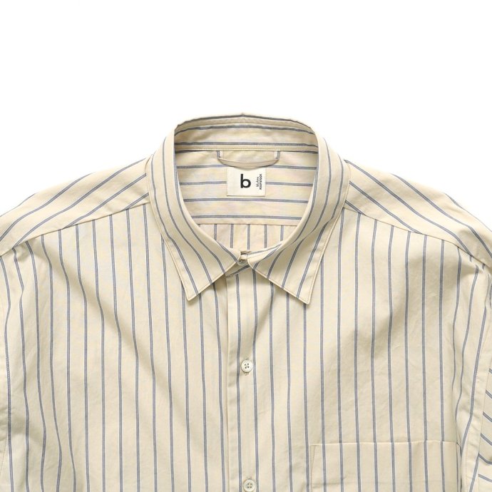 180156228 blurhms ROOTSTOCK / Short-sleeve Shirt - Beige x Blue-Stripe bROOTS24S5 硼ȥ꡼֥ 02