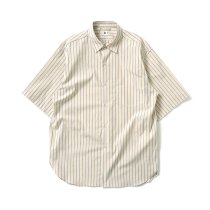 blurhms ROOTSTOCK / Short-sleeve Shirt - Beige x Blue-Stripe bROOTS24S5 硼ȥ꡼֥