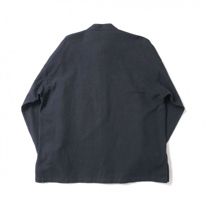 182294411 kontor/ CORDED YARN BAND COLLAR SHIRT - NAVY Хɥ顼 KON-SH01243 02