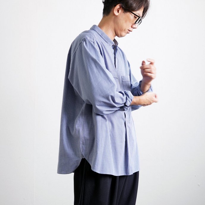 STILL BY HAND スティルバイハンド / SH04243 - BLUE CHECK ナローカラー プルオーバー チェックシャツ