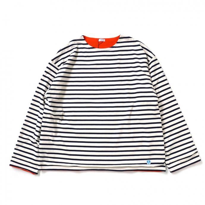 182471055 ORCIVAL オーシバル / 裏フリース ボートネック プルオーバー BOAT NECK L/S WIDE PULLOVER OR-C0275 BDJ ECRU × MARINE (ORANGE) 02