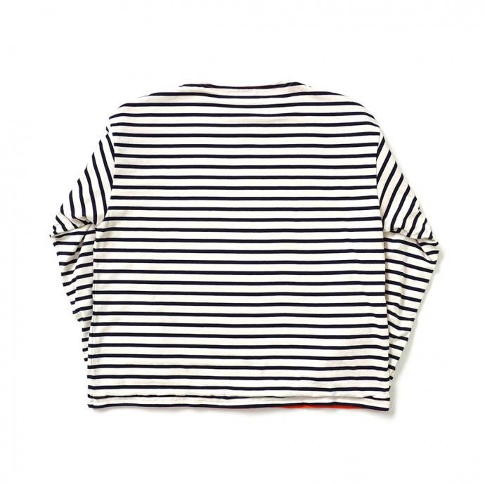 182471055 ORCIVAL オーシバル / 裏フリース ボートネック プルオーバー BOAT NECK L/S WIDE PULLOVER OR-C0275 BDJ ECRU × MARINE (ORANGE) 02