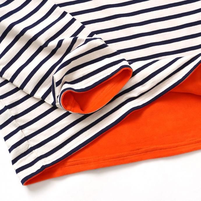 182471055 ORCIVAL オーシバル / 裏フリース ボートネック プルオーバー BOAT NECK L/S WIDE PULLOVER OR-C0275 BDJ ECRU × MARINE (ORANGE) 02