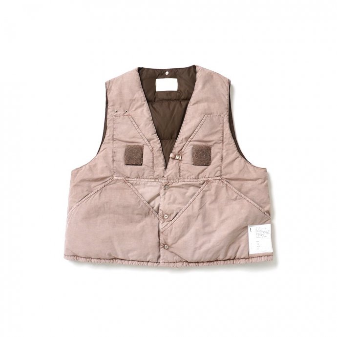 INNAT / HAND-DYED FISHING DOWN VEST - Beige INNAT06-V01 ベンガラ染め フィッシング ダウンベスト  ベージュ