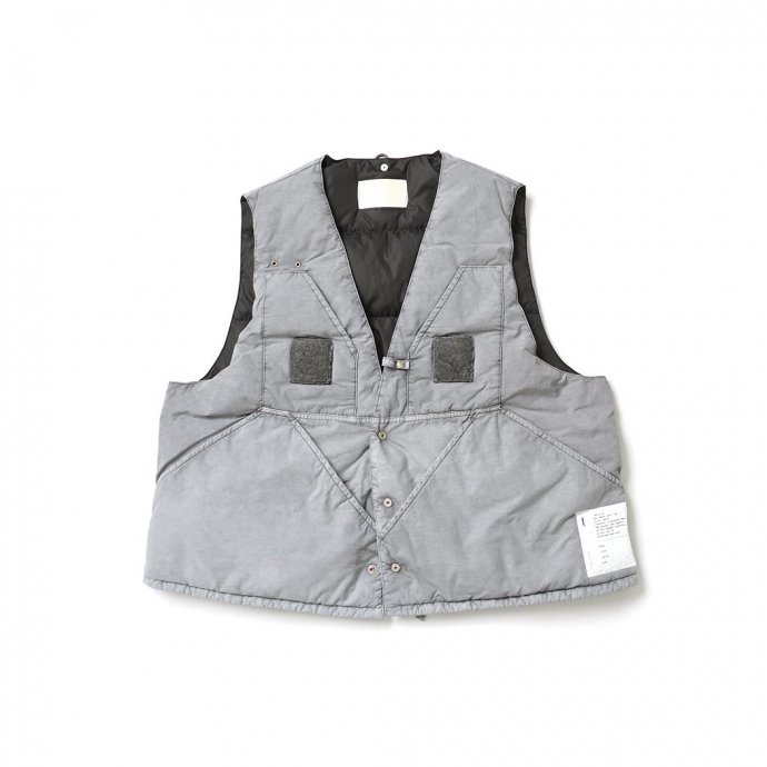 INNAT / HAND-DYED FISHING DOWN VEST - Gray INNAT06-V01 ベンガラ染め フィッシング ダウンベスト  グレー