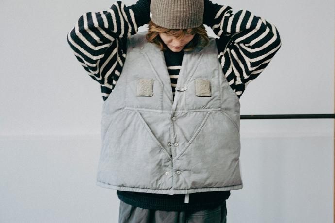 182891758 INNAT / HAND-DYED FISHING DOWN VEST - Gray INNAT06-V01 ٥󥬥 եå ٥ 졼 02