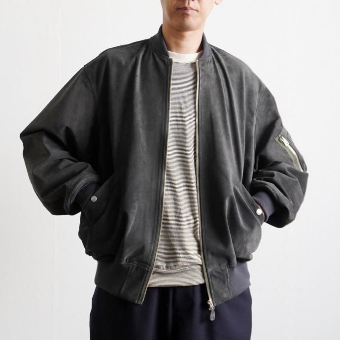 184033410 INNAT / SUEDE BOMBER JACKET - Black スウェードボマージャケット ブラック INNAT07-J06 02