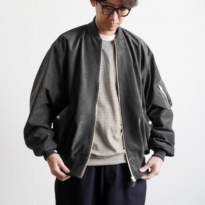 184033410 INNAT / SUEDE BOMBER JACKET - Black スウェードボマージャケット ブラック INNAT07-J06 02