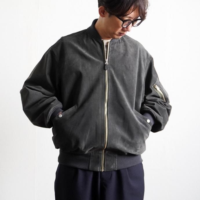 184033410 INNAT / SUEDE BOMBER JACKET - Black スウェードボマージャケット ブラック INNAT07-J06 02
