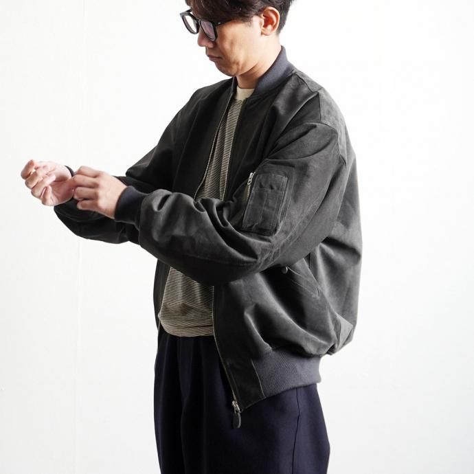 184033410 INNAT / SUEDE BOMBER JACKET - Black スウェードボマージャケット ブラック INNAT07-J06 02