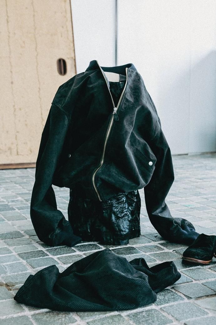 184033410 INNAT / SUEDE BOMBER JACKET - Black スウェードボマージャケット ブラック INNAT07-J06 02