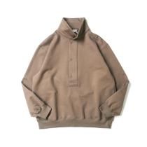 Oversize Shoulder-pad Metal Buckle Standing-collar Jacket