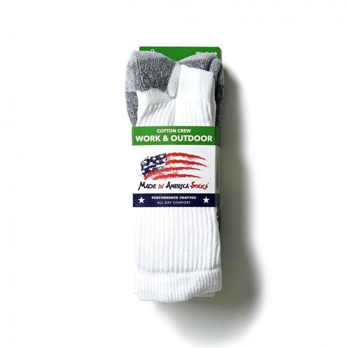 184567022 MADE IN AMERICA SOCKS / 2ペア クルーソックス ホワイト Cotton Crew 2 Pair Socks - White 01