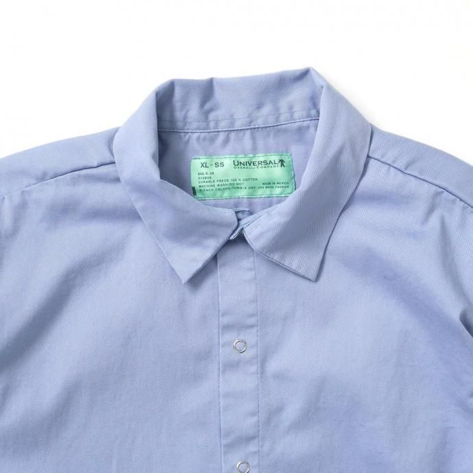 184797739 UNIVERSAL OVERALL Co. / Wrinkle-Resistant Cotton Work Shirt - Light Blue ユニバーサルオーバーオール 半袖ワークシャツ 845 02