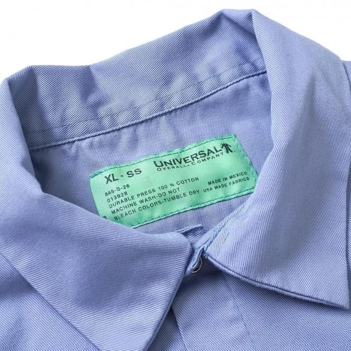 184797739 UNIVERSAL OVERALL Co. / Wrinkle-Resistant Cotton Work Shirt - Light Blue ユニバーサルオーバーオール 半袖ワークシャツ 845 02