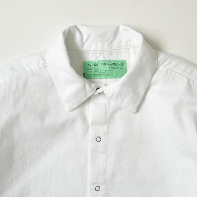 184797765 UNIVERSAL OVERALL Co. / Wrinkle-Resistant Cotton Work Shirt - White ユニバーサルオーバーオール 半袖ワークシャツ USA企画 02