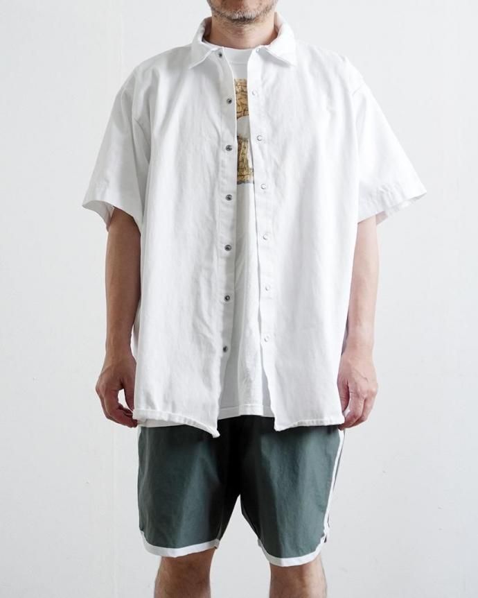 184797765 UNIVERSAL OVERALL Co. / Wrinkle-Resistant Cotton Work Shirt - White ユニバーサルオーバーオール 半袖ワークシャツ USA企画 02