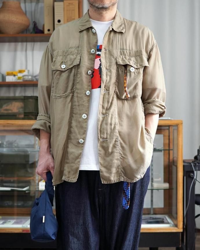 185125819 INNAT / UTILITY SHIRT JACKET - Khaki リップストップキュプラ ユーティリティシャツジャケット カーキ INNAT07-J04 02
