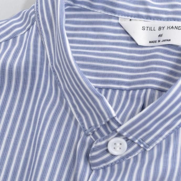 186173620 STILL BY HAND スティルバイハンド / SH08252 ナローカラー ストライプシャツ - NAVY 02