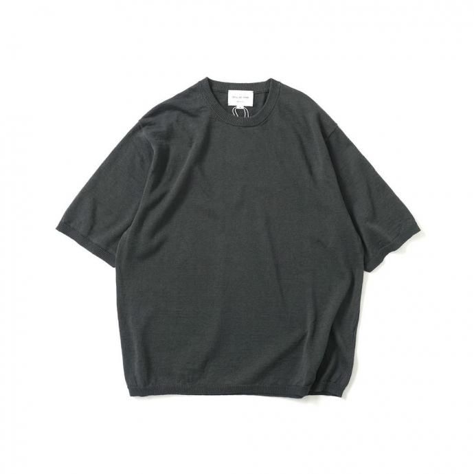 186173832 STILL BY HAND スティルバイハンド / KN01252 - GREEN CHARCOAL リネン混 半袖ニットTシャツ 01