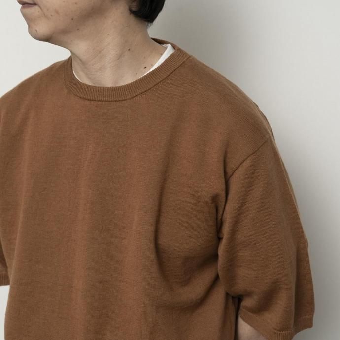 186173832 STILL BY HAND スティルバイハンド / KN01252 - GREEN CHARCOAL リネン混 半袖ニットTシャツ 02