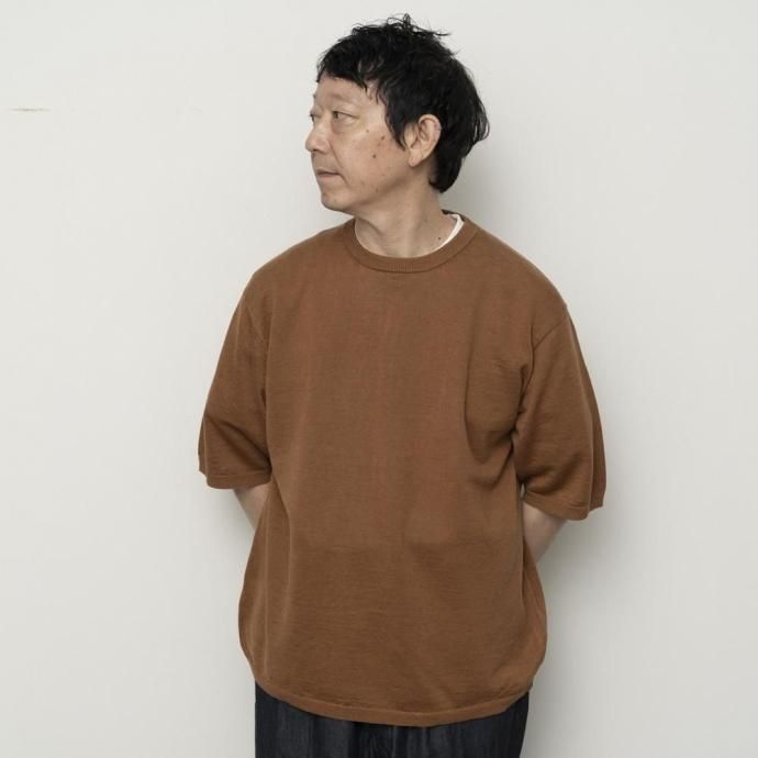 186174029 STILL BY HAND スティルバイハンド / KN01252 - BLACK リネン混 半袖ニットTシャツ 02