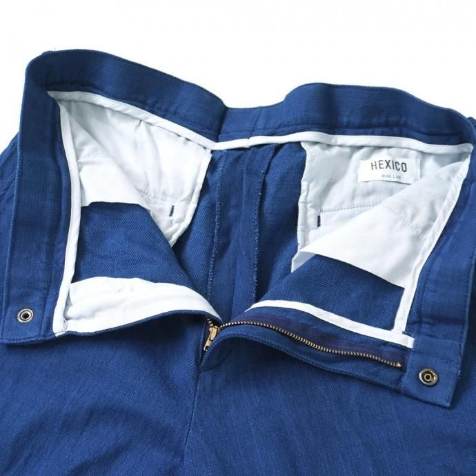 186400650 Hexico / BUCKLE BACK INDIGO FLANNEL SLACKS - 30s CINCH BUCKLE IRON 70s-80s TALON 42 BRASS 02